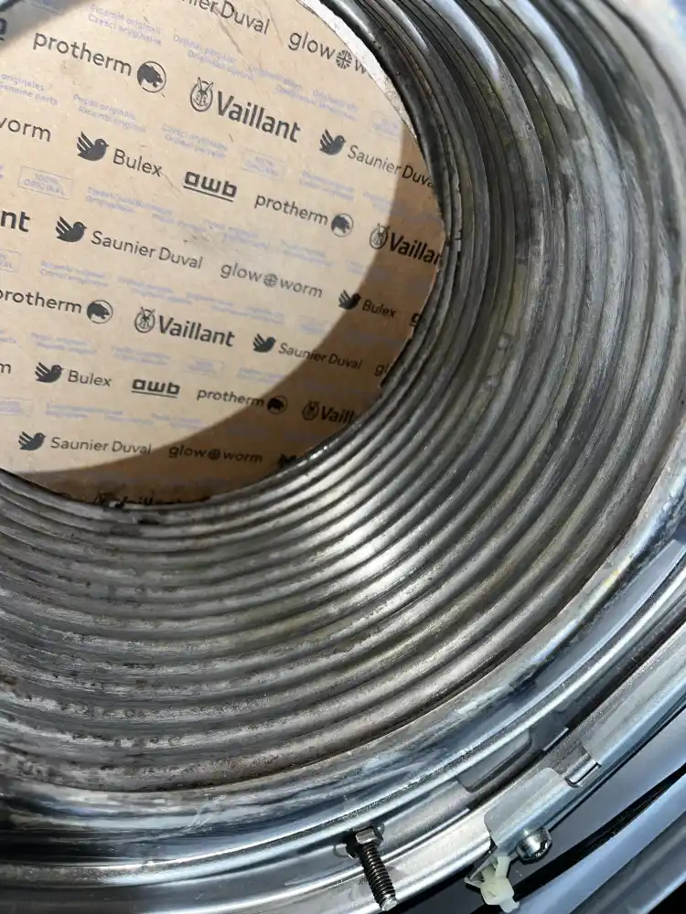 Internal boiler component inspected during a professional service