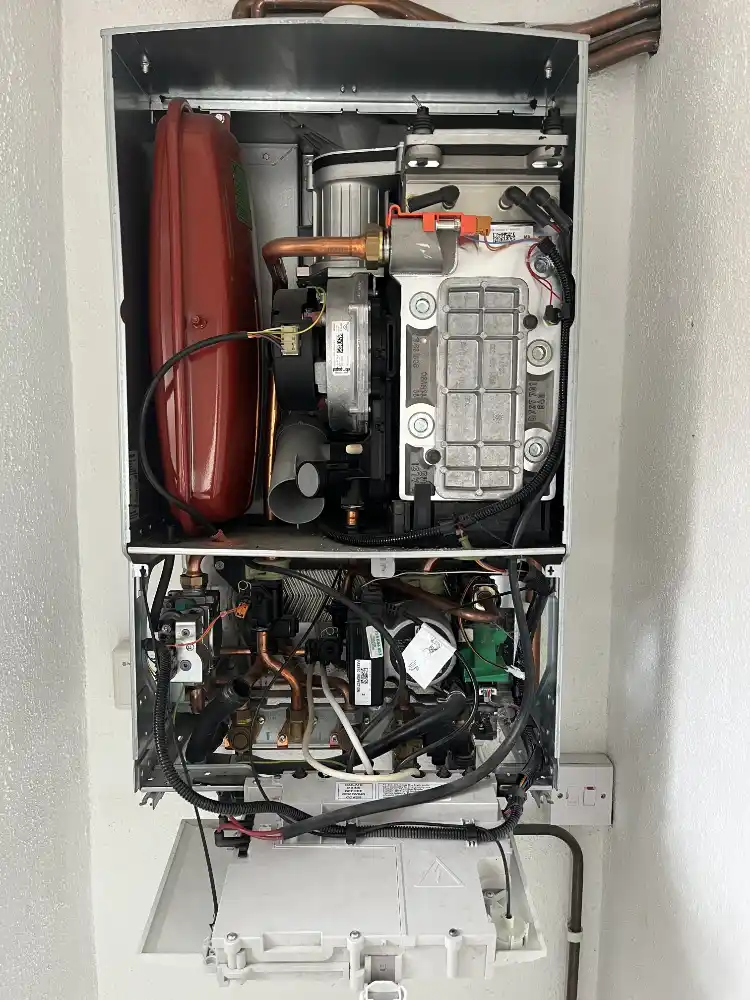 Boiler components and diagnostic equipment during fault-finding work